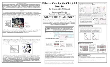 Fiducial Cuts for the CLAS E5 Data Set K. Greenholt (G.P. Gilfoyle) Department of Physics University of Richmond, Virginia Goal: To generate electron fiducial.