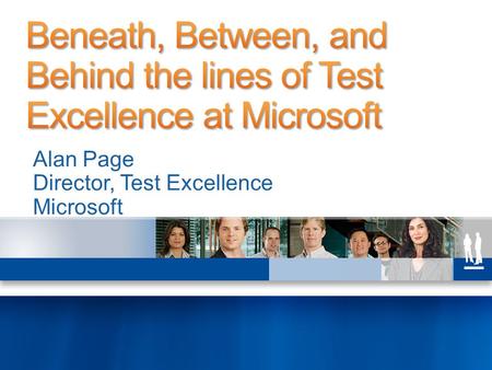 Alan Page Director, Test Excellence Microsoft. A little about the book A little about the “SDET” A little about me Some other stuff.