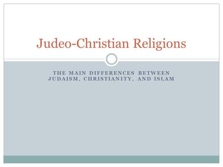 Judeo-Christian Religions