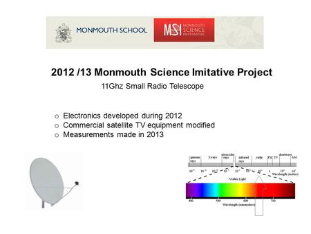 2012 /13 Monmouth Science Imitative Project