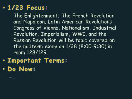 Midterm Review The Enlightenment Scientific Revolution Observation experimentation Traditional Reason Society Reforms enlightened despots democratic.