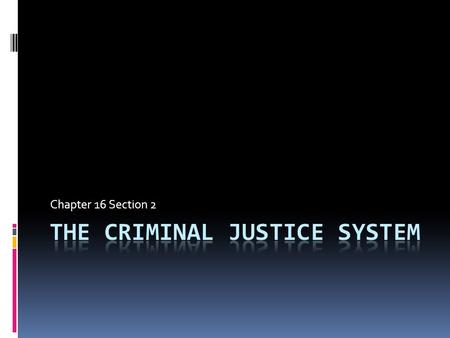 The Criminal Justice System