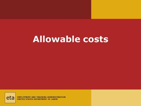 Eta EMPLOYMENT AND TRAINING ADMINISTRATION UNITED STATES DEPARTMENT OF LABOR eta EMPLOYMENT AND TRAINING ADMINISTRATION UNITED STATES DEPARTMENT OF LABOR.