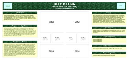 Title of the Study People Who Did the Study Organizations and Affiliations Brief description of the study, no more than five (5) sentences if possible.