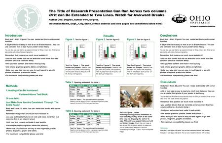 The Title of Research Presentation Can Run Across two columns Or it can Be Extended to Two Lines. Watch for Awkward Breaks Author One, Degree, Author Two,