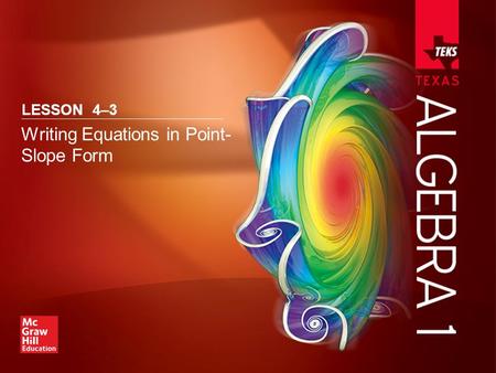 Writing Equations in Point-Slope Form