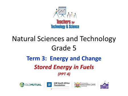 Natural Sciences and Technology Grade 5 Term 3: Energy and Change Stored Energy in Fuels (PPT 4)