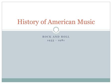 History of American Music