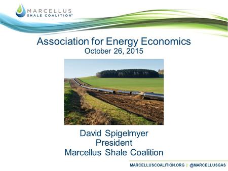 MARCELLUSCOALITION.ORG Association for Energy Economics October 26, 2015 David Spigelmyer President Marcellus Shale Coalition.