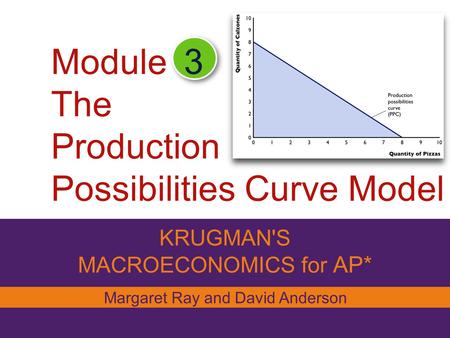 Module The Production Possibilities Curve Model KRUGMAN'S MACROECONOMICS for AP* 3 Margaret Ray and David Anderson.