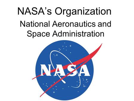 NASA’s Organization National Aeronautics and Space Administration.