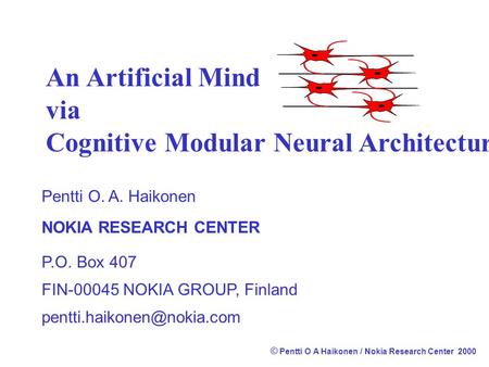 Cognitive Modular Neural Architecture