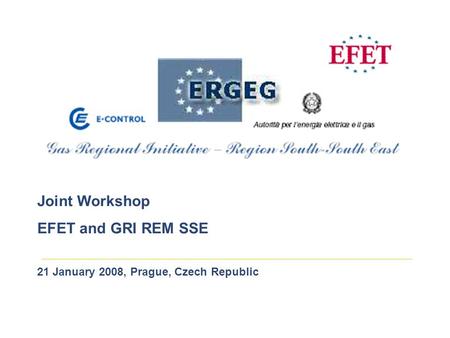 Joint Workshop EFET and GRI REM SSE 21 January 2008, Prague, Czech Republic.