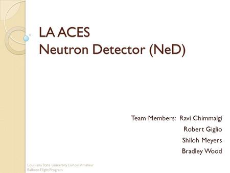 LA ACES Neutron Detector (NeD)