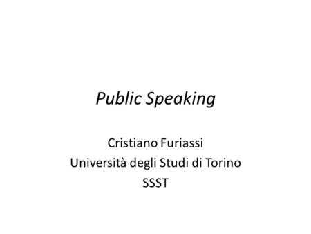 Cristiano Furiassi Università degli Studi di Torino SSST