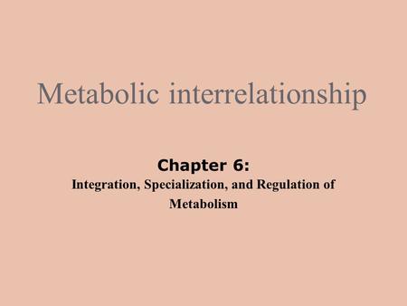 Metabolic interrelationship