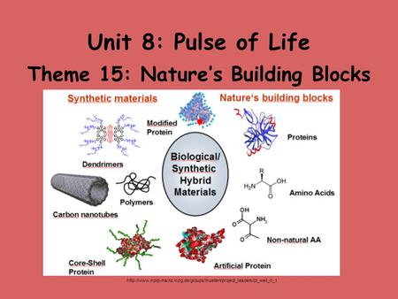 Unit 8: Pulse of Life Theme 15: Nature’s Building Blocks