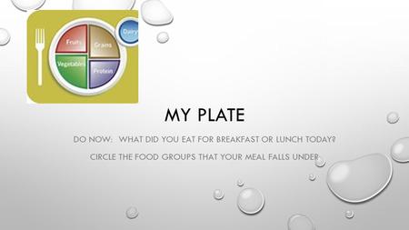 My Plate Do Now: What did you eat for breakfast or lunch today?