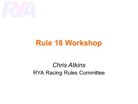 Chris Atkins RYA Racing Rules Committee