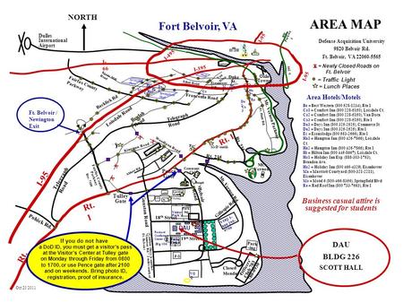 AREA MAP Fort Belvoir, VA P.O I-95 Rt. 1 Rt. 1 NORTH Rt. 1