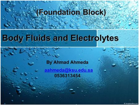 Body Fluids and Electrolytes