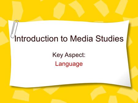 Introduction to Media Studies