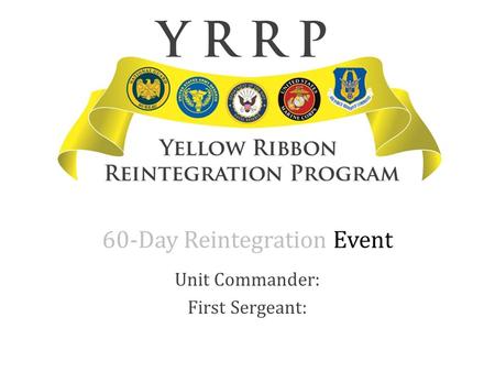 60-Day Reintegration Event Unit Commander: First Sergeant: