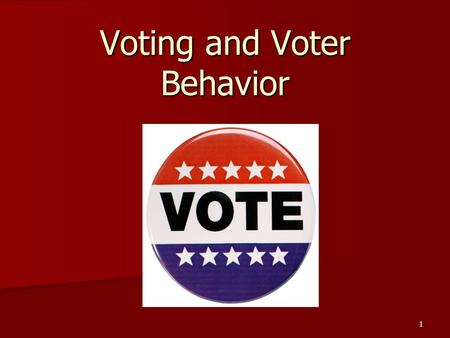 Voting and Voter Behavior 1. Voting / Part 1 Who has suffrage in the US? What are the requirements to vote? Who is prohibited from voting? What is voter.