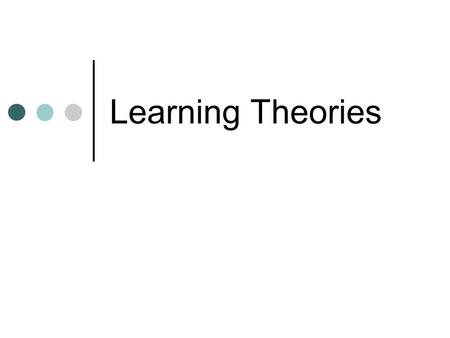 Learning Theories. Constructivism Definition: By reflecting on our experiences, we construct our own understanding of the world we live in. Learning is.