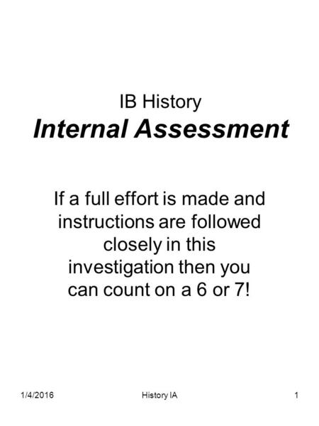 IB History Internal Assessment