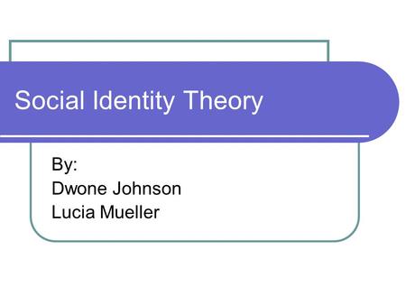 Social Identity Theory