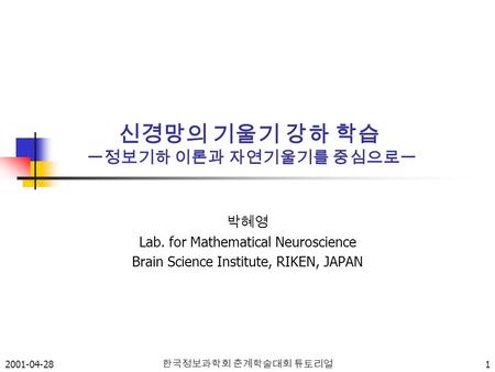 신경망의 기울기 강하 학습 ー정보기하 이론과 자연기울기를 중심으로ー