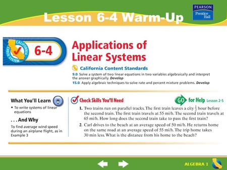 Lesson 6-4 Warm-Up.