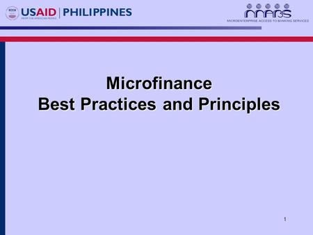 Microfinance Best Practices and Principles