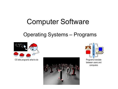 Computer Software Operating Systems – Programs. Computer Language - Review We learnt that computers are made up of millions of tiny switches that can.