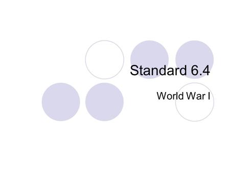 Standard 6.4 World War I. Leading to the WWI Era Teddy Roosevelt in office in 1900 Taft 1908 Wilson 1912  Elected because Taft and Roosevelt fought over.