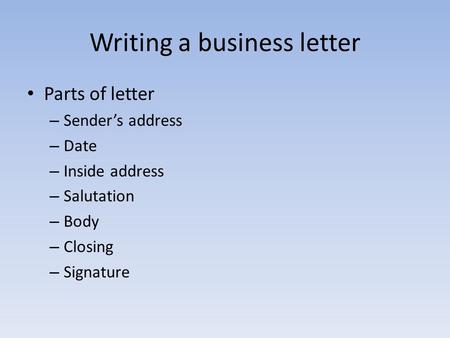 Writing a business letter