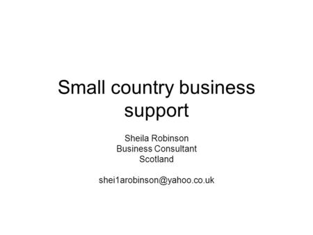 Small country business support Sheila Robinson Business Consultant Scotland