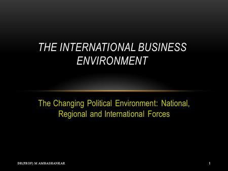 The International Business Environment