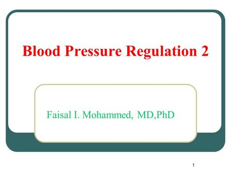 Blood Pressure Regulation 2