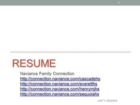 Resume Naviance Family Connection