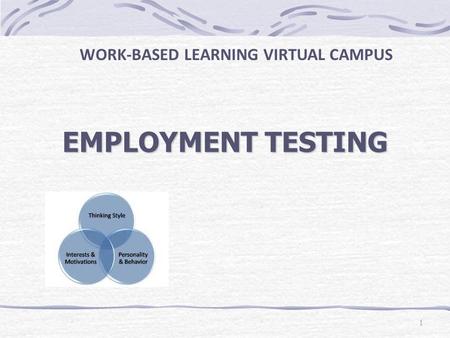 EMPLOYMENT TESTING WORK-BASED LEARNING VIRTUAL CAMPUS 1.