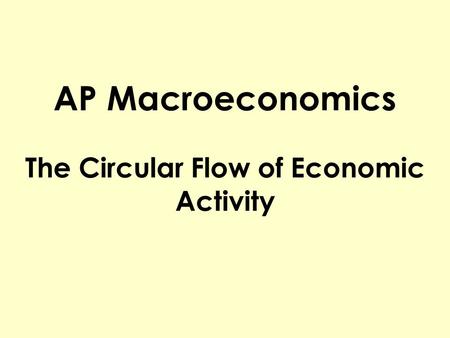 AP Macroeconomics The Circular Flow of Economic Activity