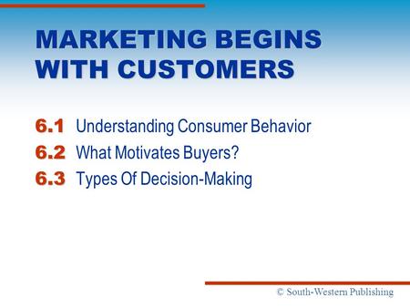 MARKETING BEGINS WITH CUSTOMERS