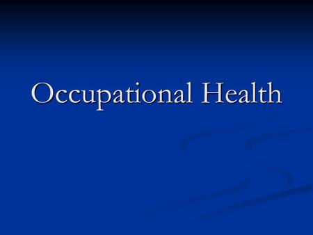 Occupational Health It was established on 7 April 1948. WHO is governed by 192 Member States through the World Health Assembly.