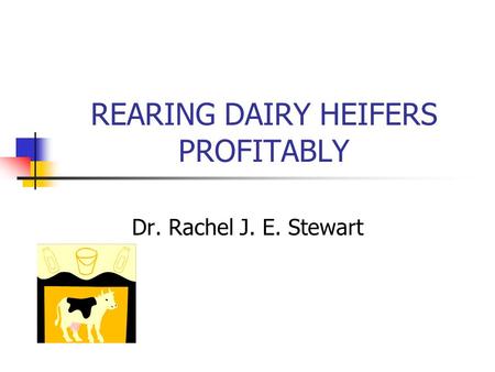 REARING DAIRY HEIFERS PROFITABLY Dr. Rachel J. E. Stewart.