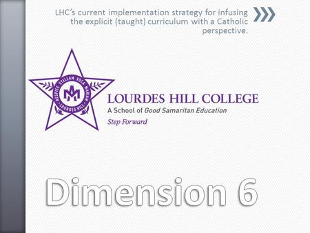 LHC’s current implementation strategy for infusing the explicit (taught) curriculum with a Catholic perspective.