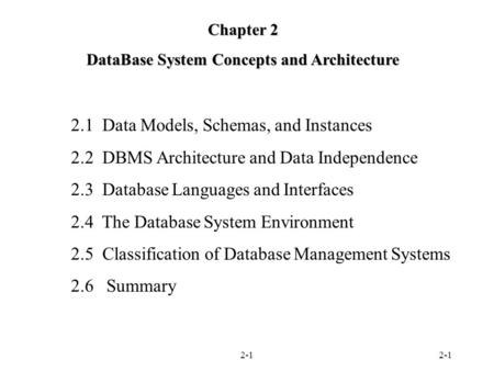 DataBase System Concepts and Architecture