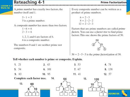 ALGEBRA READINESS LESSON 4-2 Warm Up Lesson 4-2 Warm Up.