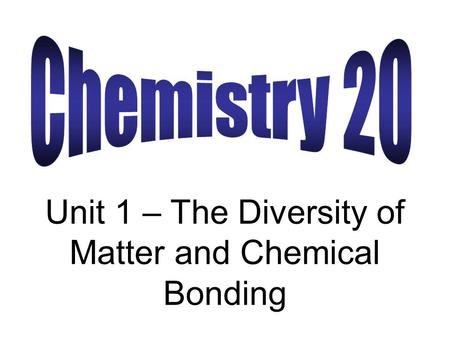 Unit 1 – The Diversity of Matter and Chemical Bonding